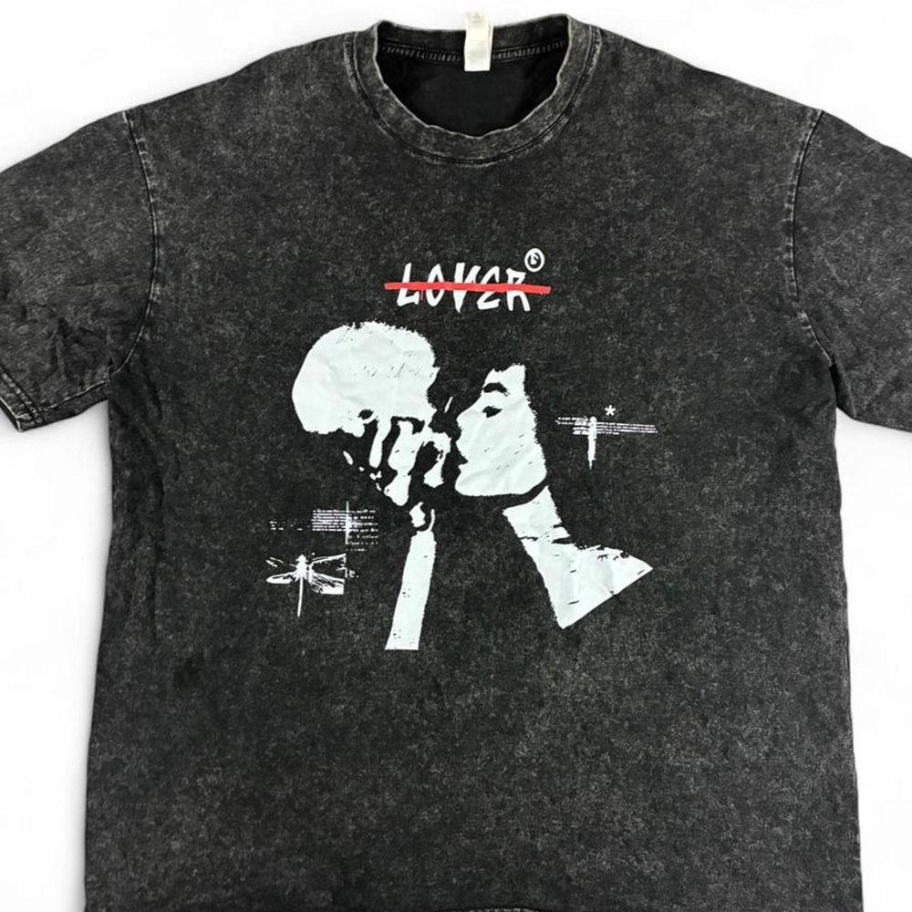 Like New Acid Wash Black cotton t-shirt. Mens size Large